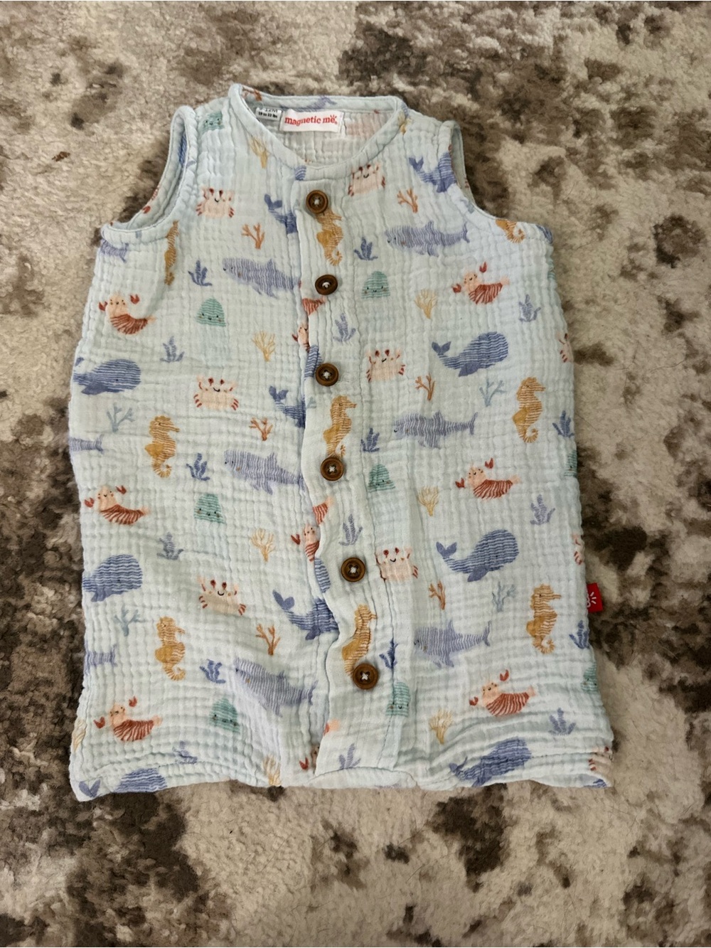 Magnificent Baby Light Blue Sea Creature Muslin Sleep Sack